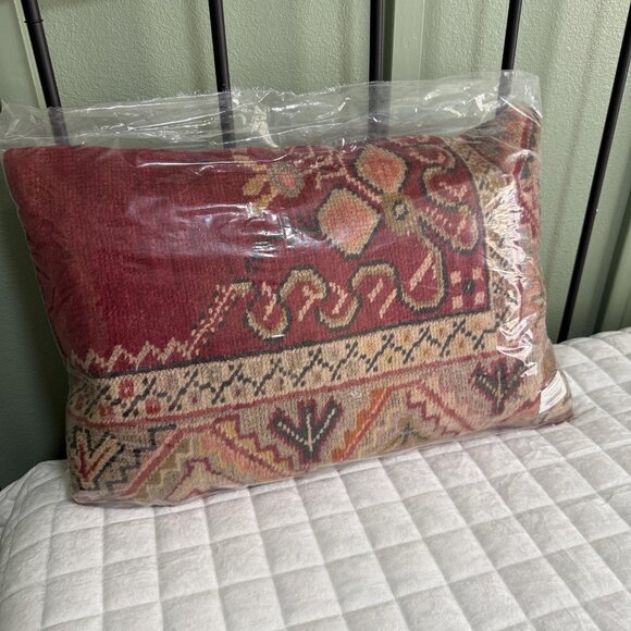 Sundance Alanya Knotted Throw Pillow Rectangular Boho Kilim Red Brown Tribal - Picture 1 of 8